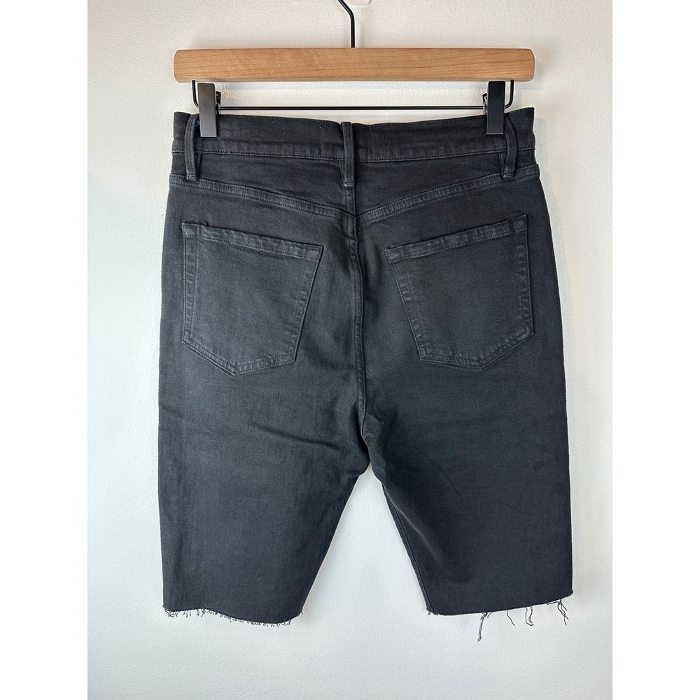 FRAME Denim Black 'Le Vintage' Bermuda Jean Shorts Frayed Raw-Edge Hem NWT 29 - Picture 5 of 11